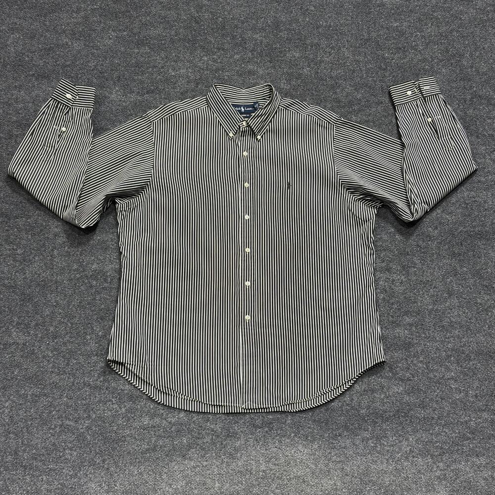 Ralph Lauren Shirt Mens XL 17.25 Striped Classic Fit Button Down Dress Shirt